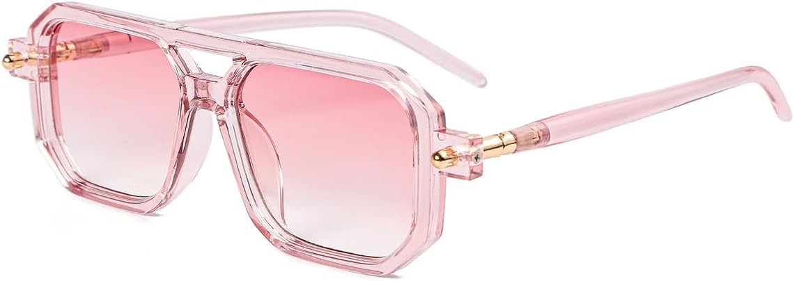 

Солнцезащитные очки NIDOVIX в винтажном квадратном стиле 70-х годов, модель «Авиатор», для женщин и мужчин, ретро-классические, с плоской оправой, защита от УФ-излучения, Transparent Pink/Gradient Pink