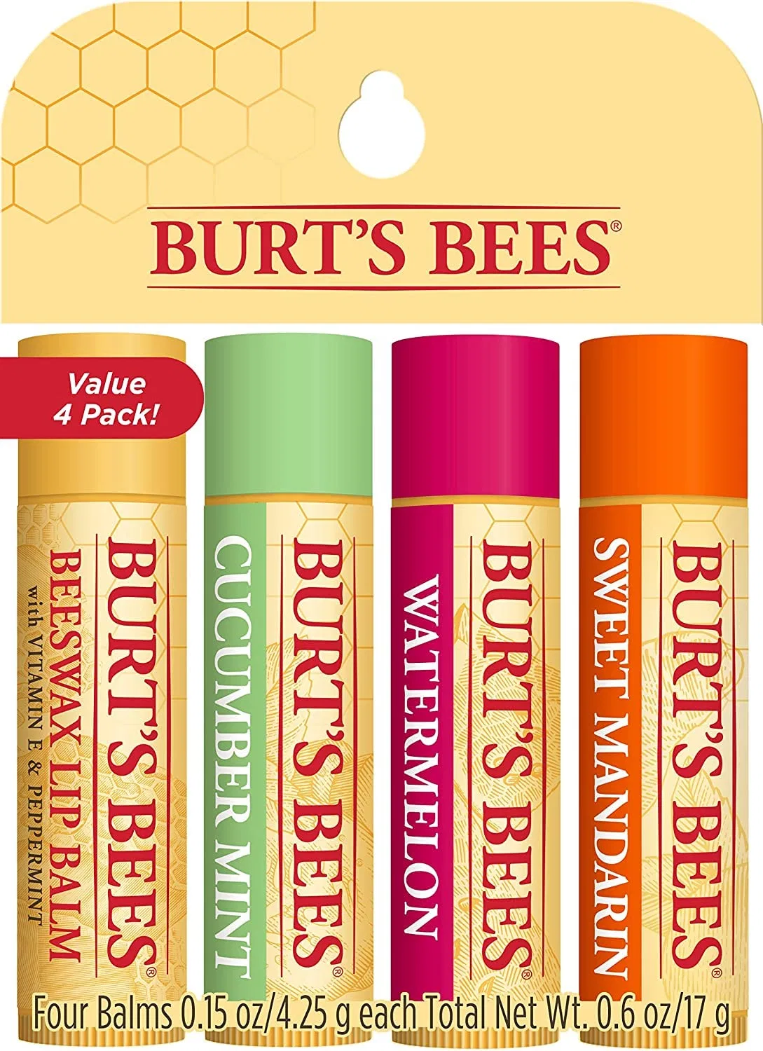 Натуральный увлажняющий бальзам для губ в наборе из 4 штук от Burt's Bees Burt'S Bees