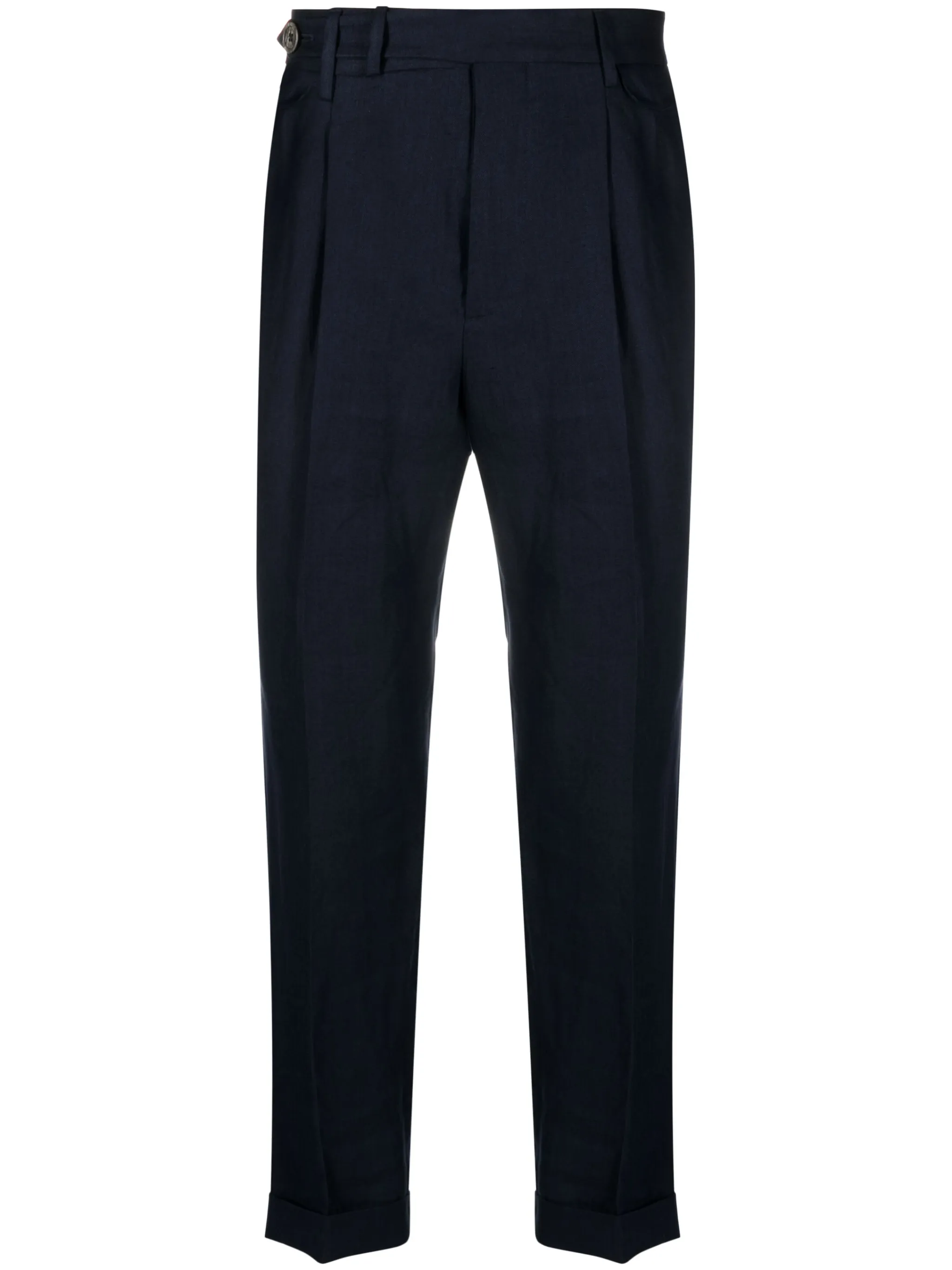 

Льняные брюки со смещенной застежкой Brunello Cucinelli, синий