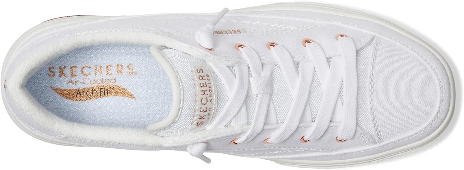 Кроссовки Skechers Damen Arch Fit Arcade Meet Ya ThereSneaker, 2-White Canvas Rose Gold Trim — фото 3