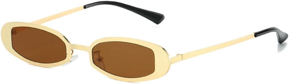 

Ретро-солнцезащитные очки овальной формы из металла для женщин и мужчин, защита от УФ-излучения UV400, ретро-панк, прозрачная оправа (золотисто-чайный цвет) TVTBBVV, Golden Tea