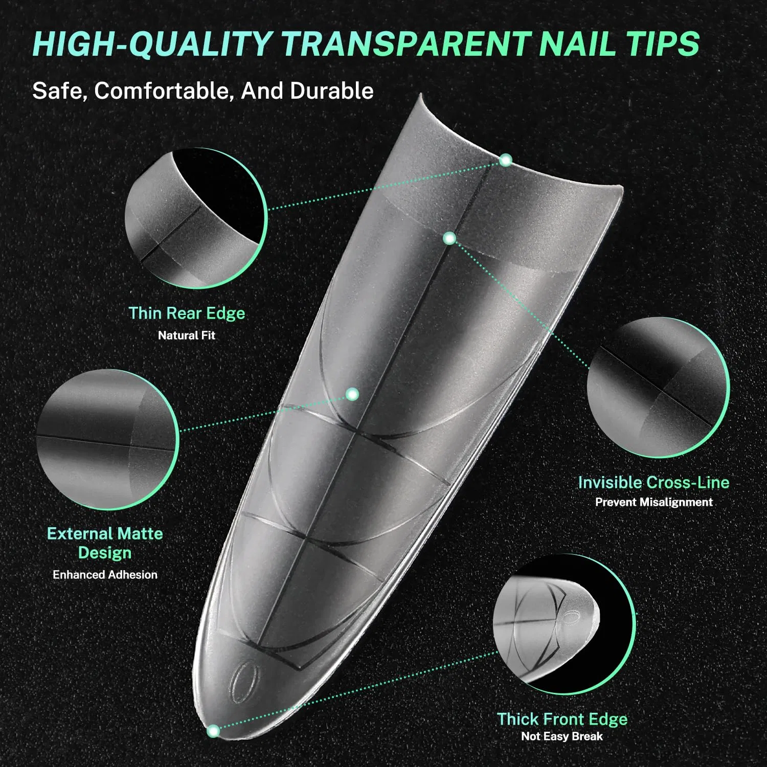 Набор миндалевидных типсов для наращивания ногтей JODSONE Jodsone, 360-Piece Nail Tips Set — фото 3