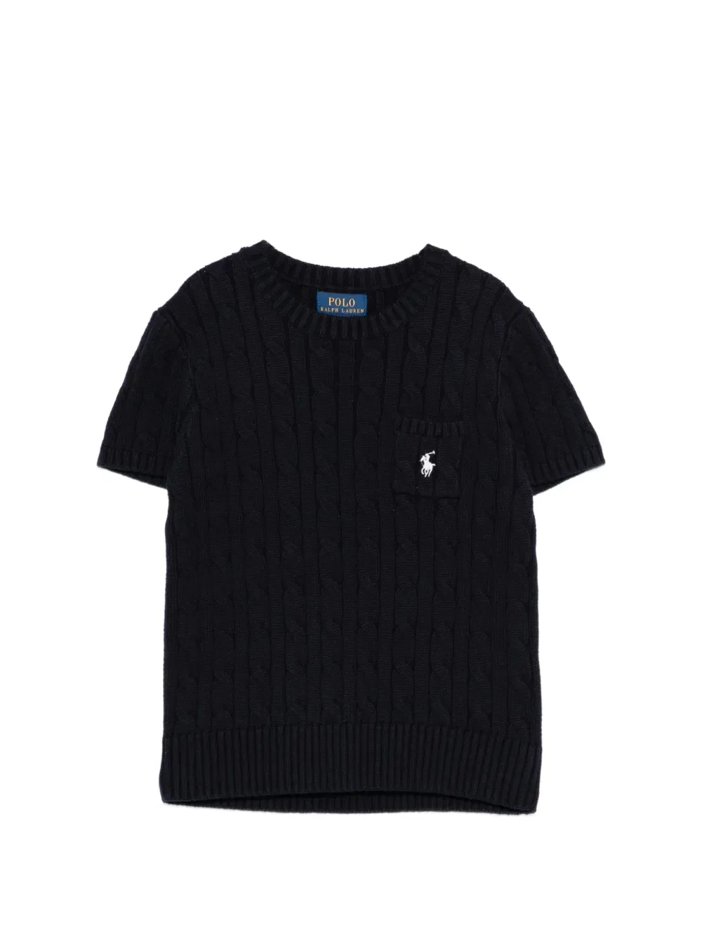 Вязаный джемпер с короткими рукавами и карманом Polo Ralph Lauren Kids, синий