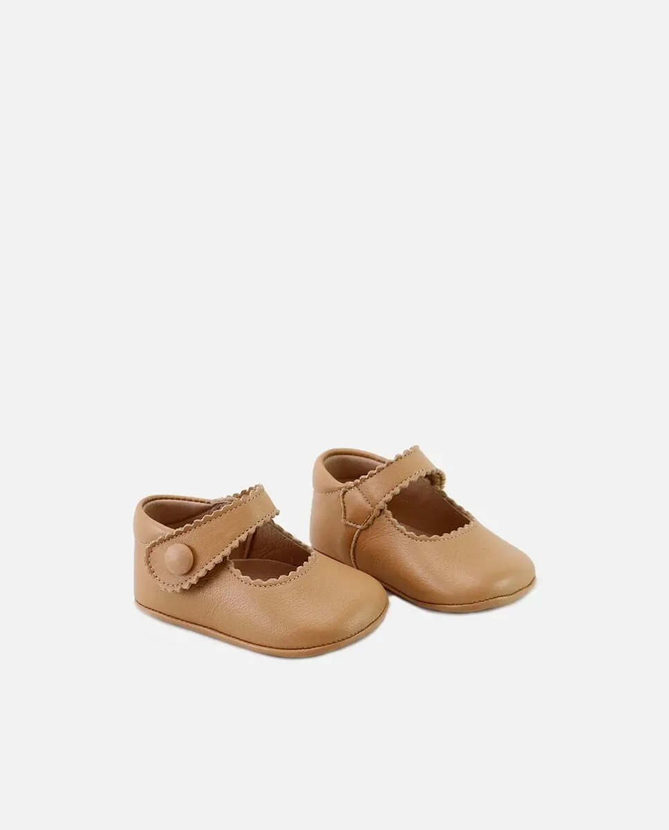 Детские пинетки из кожи в стиле мерседита Eli 1957, Camel — фото 2