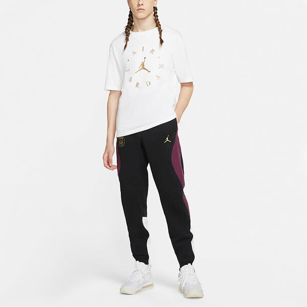 Спортивные штаны Air Jordan Paris Saint-Germain Colorblock Elastic Waistband Lacing Casual Sports Pants Black, черный — фото 3