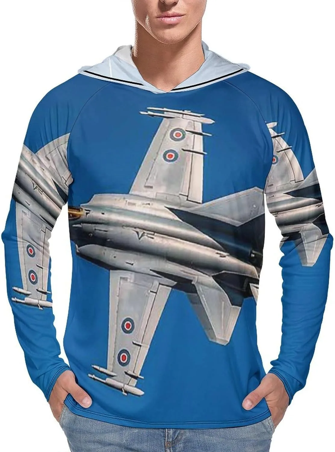 

Мужская толстовка с капюшоном UPF 50+, Jet Fighter, с длинным рукавом FHESDCW