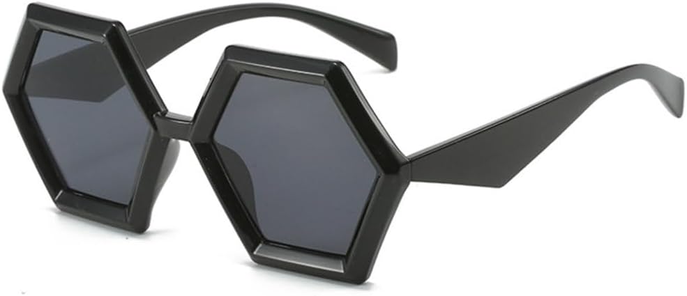 

Винтажные персонализированные солнцезащитные очки в форме шестиугольника с бриллиантами для женщин, роскошные многоугольные солнцезащитные очки для мужчин, солнцезащитные очки с защитой от УФ-излучения UV400 TYUVIVO, Black Gray