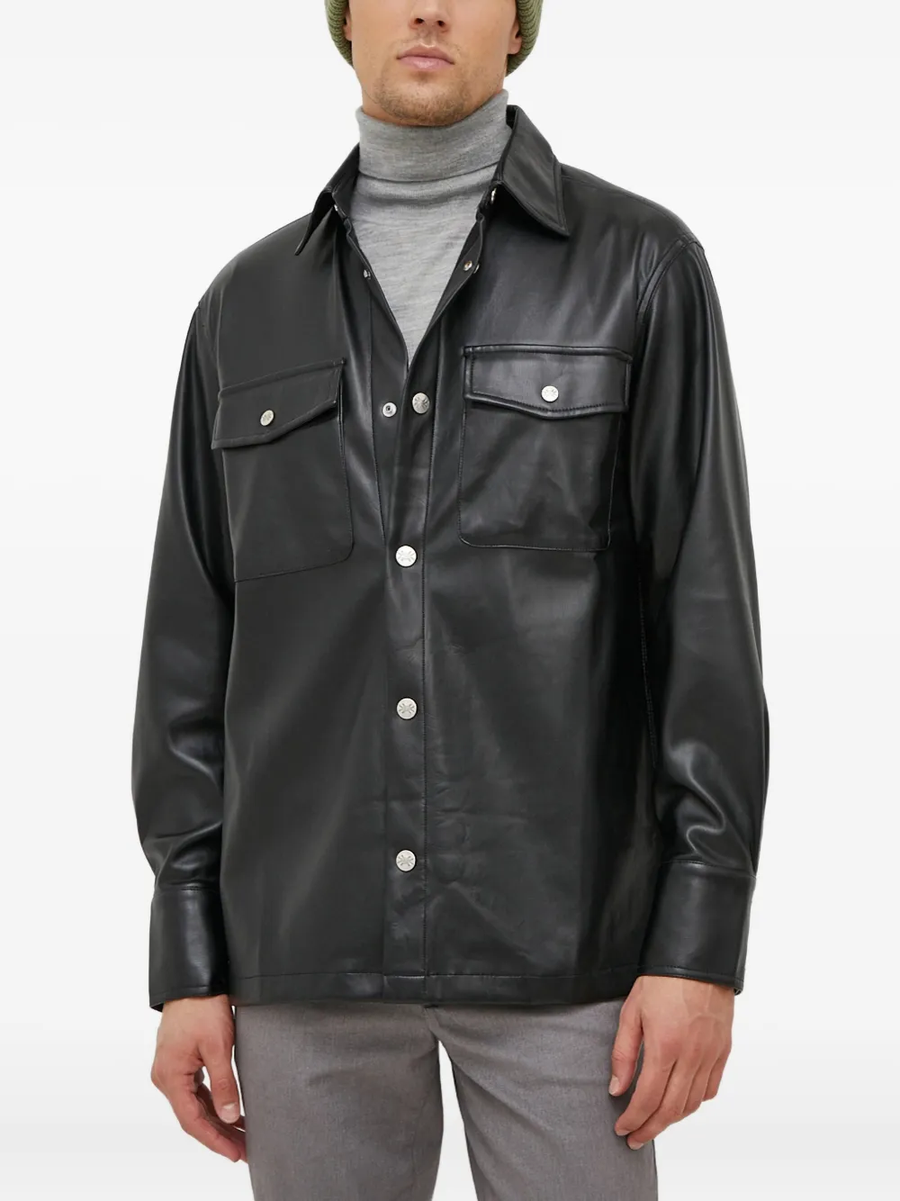 

Рубашка с накладным карманом на груди Benetton, черный