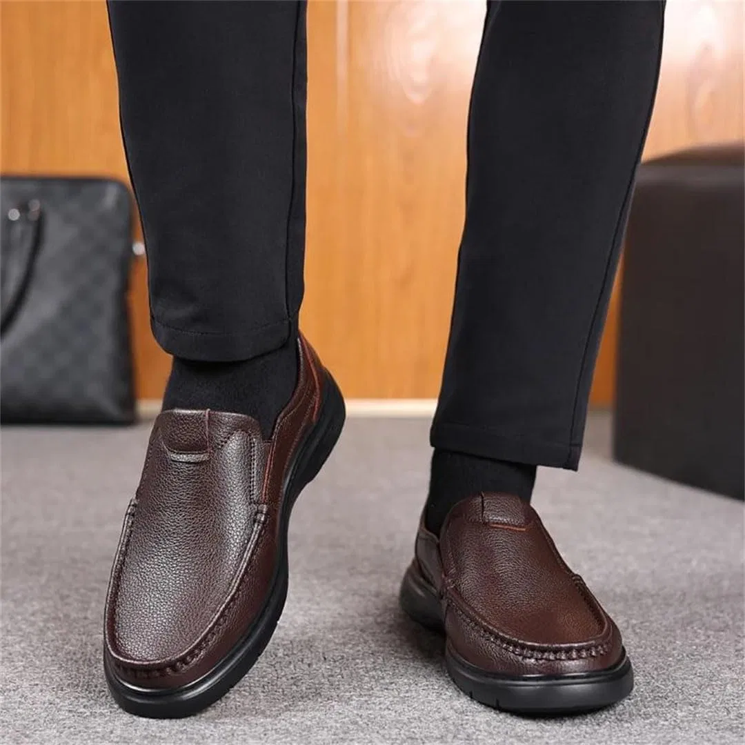 туфли лоферы мужские leather loafers slip-on black — фото 4