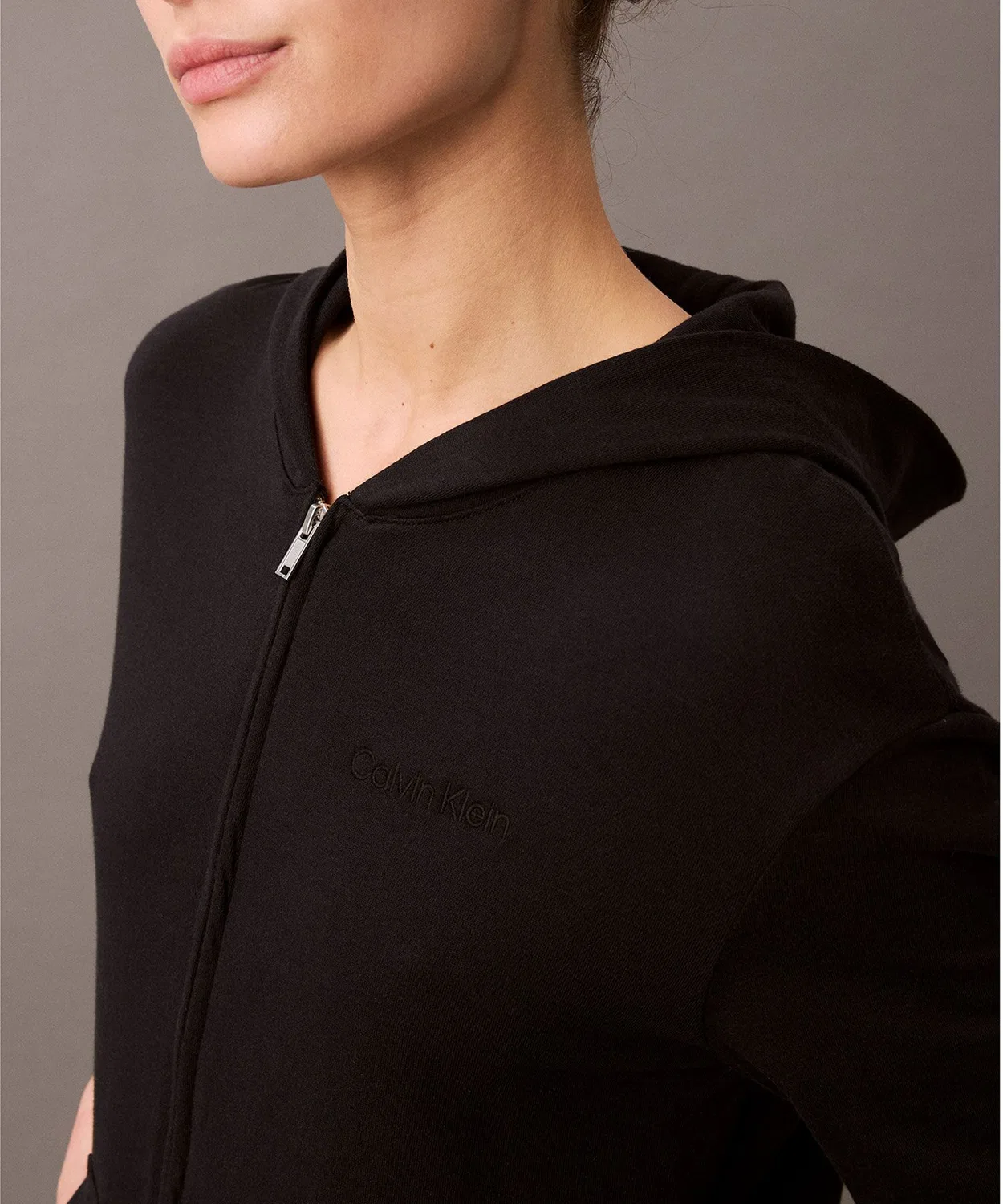 Флисовая кофта на молнии Calvin Klein Underwear, чёрная — фото 2
