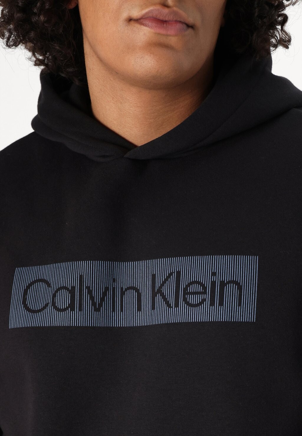 

Толстовка BOX STRIPED LOGO HOODIE Calvin Klein, черный