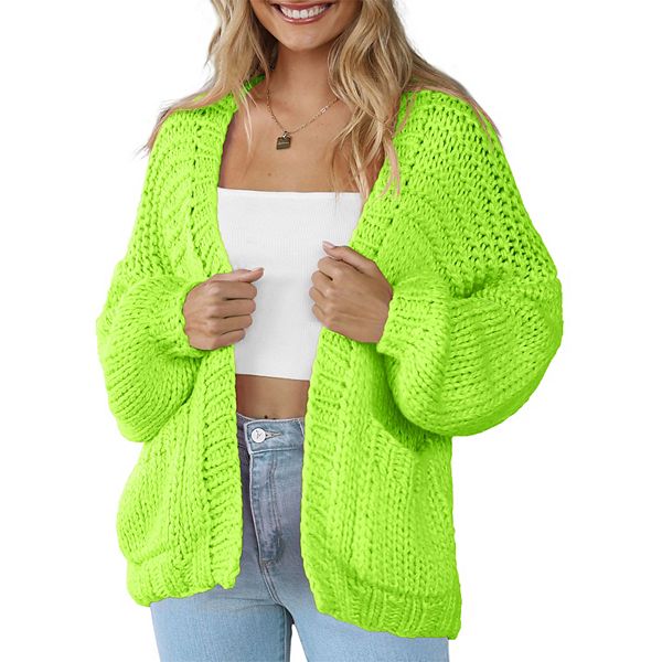 

Женский кардиган с длинными рукавами, v-образным вырезом и карманом Maxxis Merch, Neon Green
