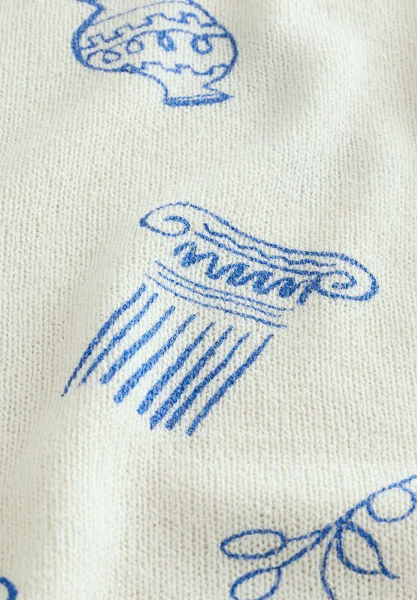 Обычная футболка свободного кроя, базовая модель. Next, White/Blue Vase Print — фото 3