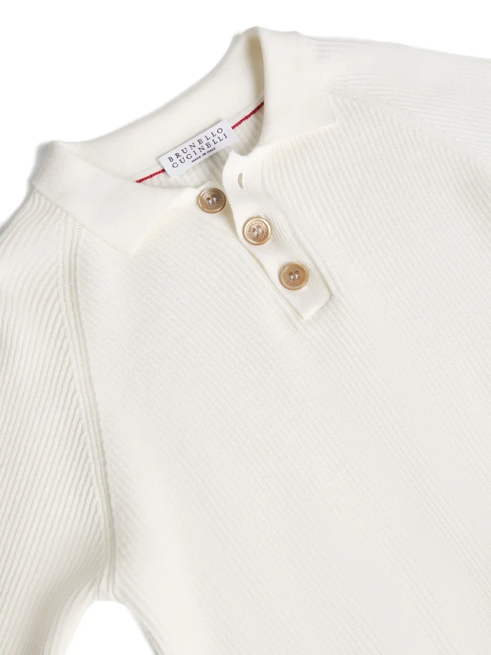 Трикотажная рубашка поло Brunello Cucinelli Kids, белый — фото 3