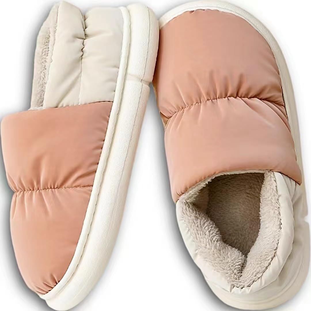 

Стеганые домашние тапочки-пуховики с полным покрытием стопы, ультрамягкой хлопковой подкладкой, флисовой подкладкой и нескользящей подошвой, обеспечивающие комфорт и тепло в течение всего дня, подходят для женщин и мужчин Auraglor, розовый