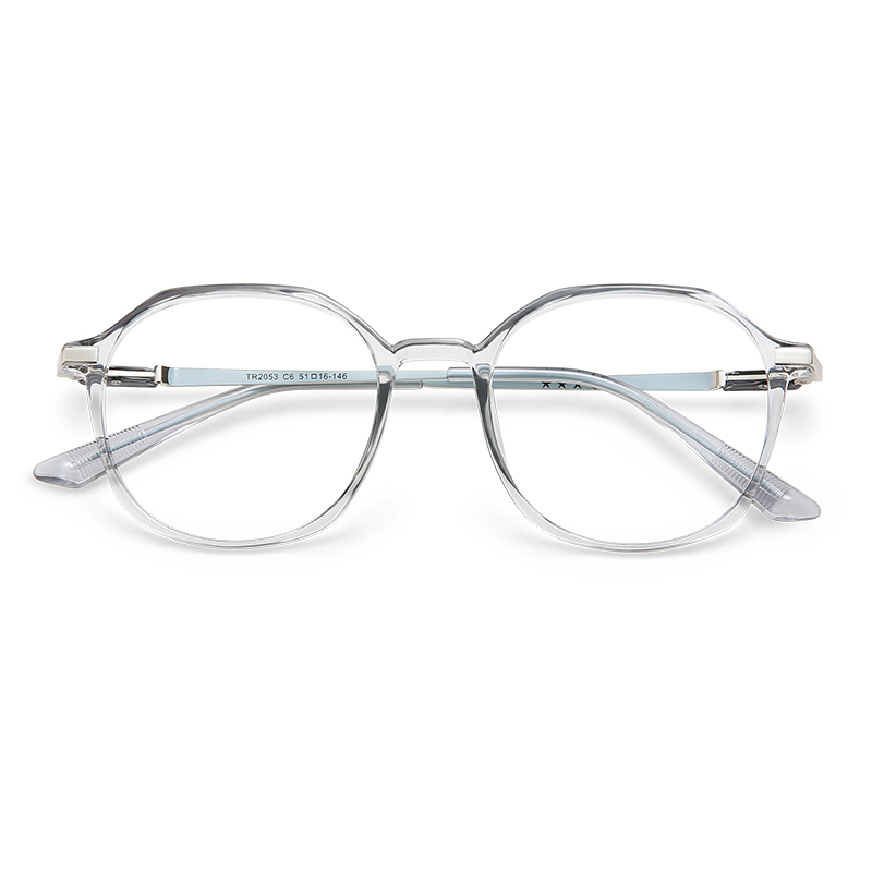 

MK MINGKU Пластиковая оправа для очков круглой формы унисекс, Transparent Gray Frame