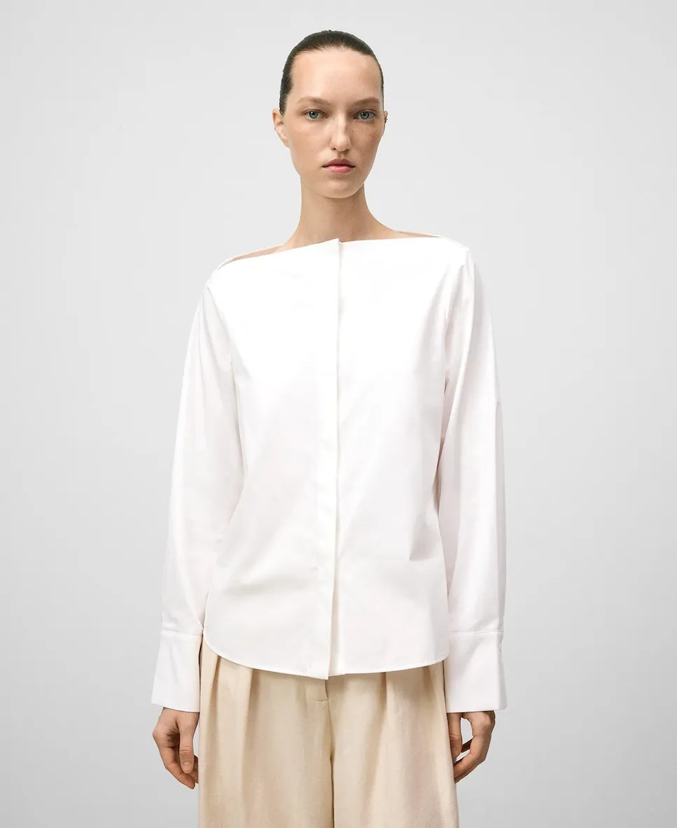 

Женская хлопковая рубашка с вырезом лодочкой Adolfo Dominguez, белый