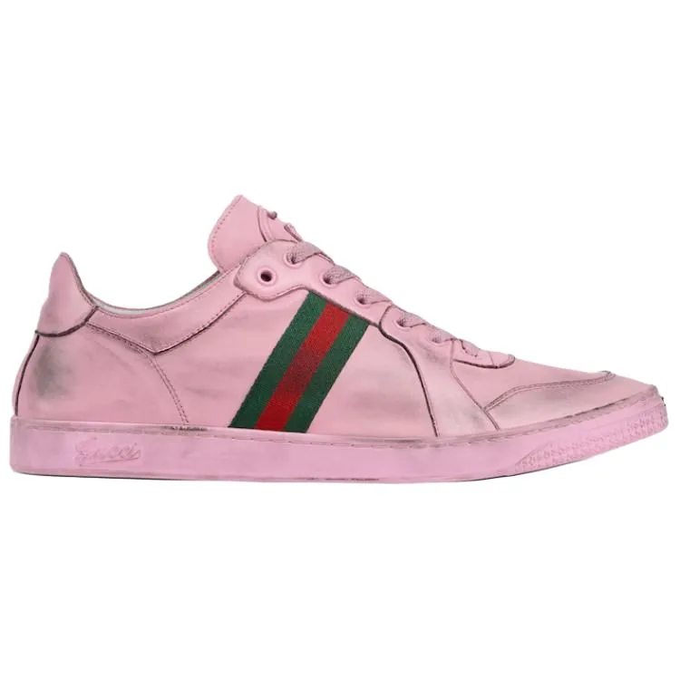 GUCCI Кроссовки La Famiglia Stretch Leather Low top Skateboard мужские розовые — фото 3