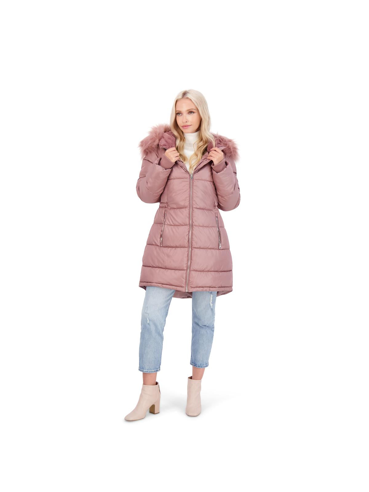 

Женское теплое пуховое пальто из искусственного меха Jessica Simpson, розовый