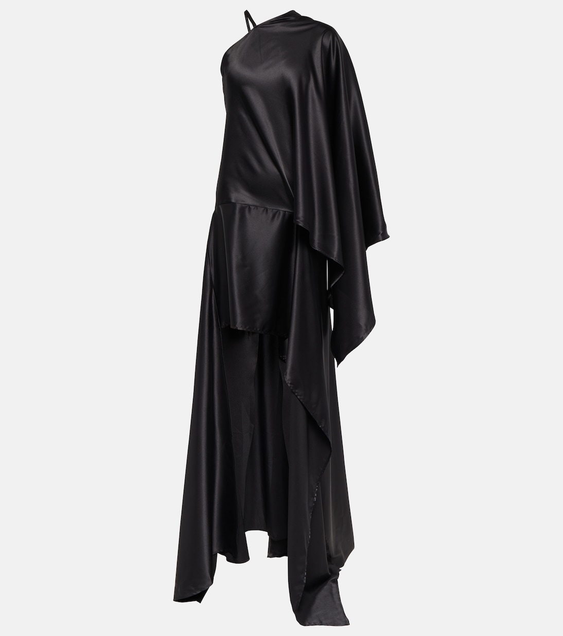 

Асимметричное атласное платье Acne Studios, черный