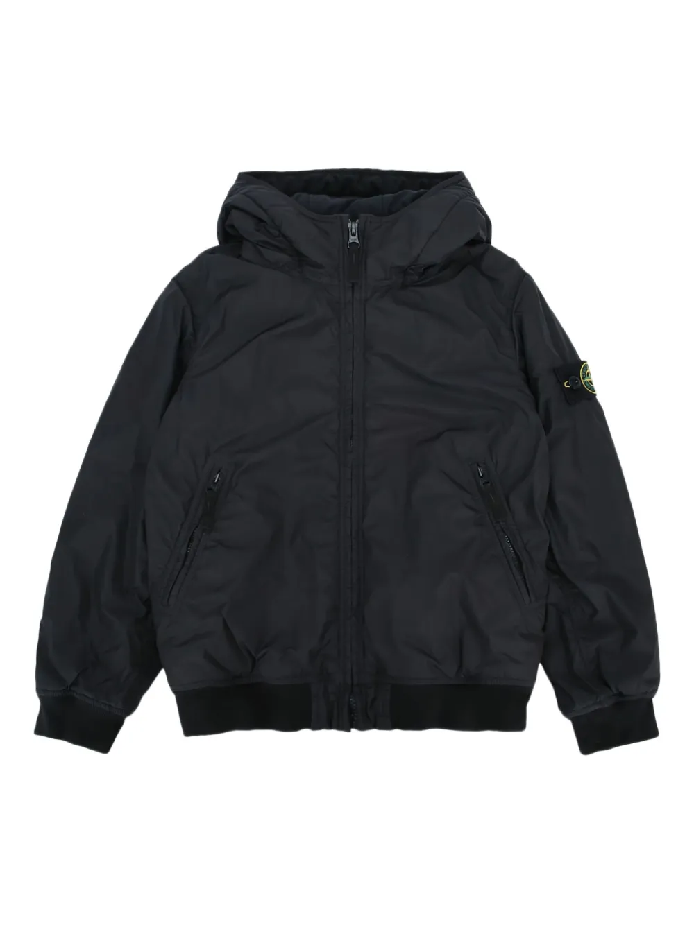 

Бомбер с капюшоном и нашивкой Compass Stone Island Junior, черный