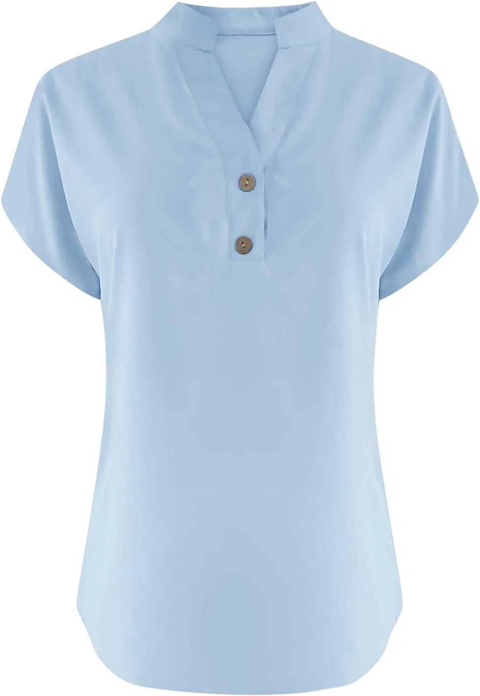 Женская блуза с V-образным вырезом, свободный крой, Light Blue — фото 3
