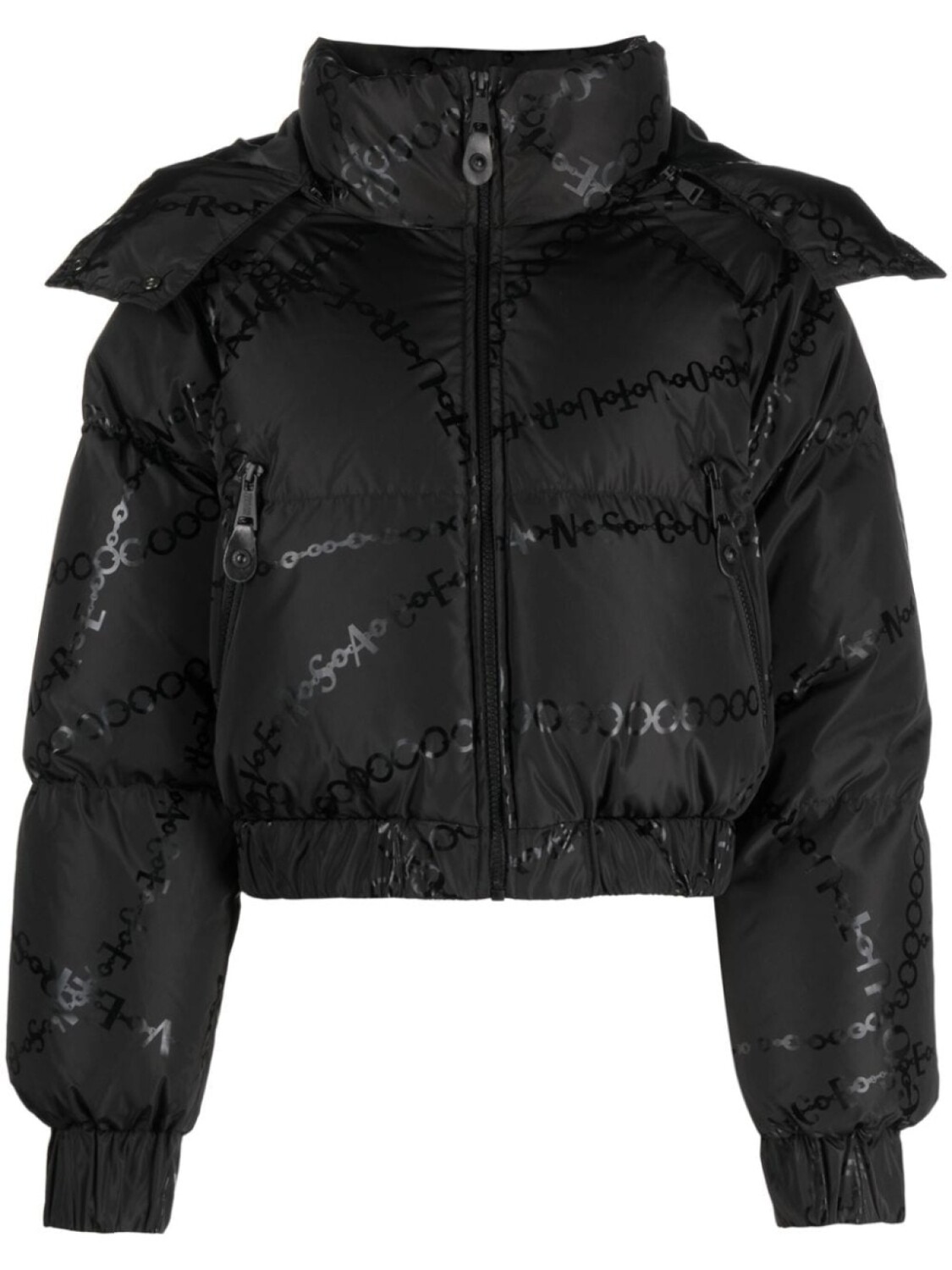 

Versace Jeans Couture укороченный пуховик с логотипом, черный