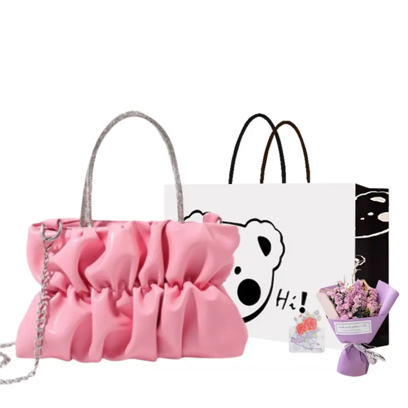 

NX DOUGHNUT Женская сумка через плечо, Pink+Exclusive Shopping Bag+Greeting Card+Dried Flower