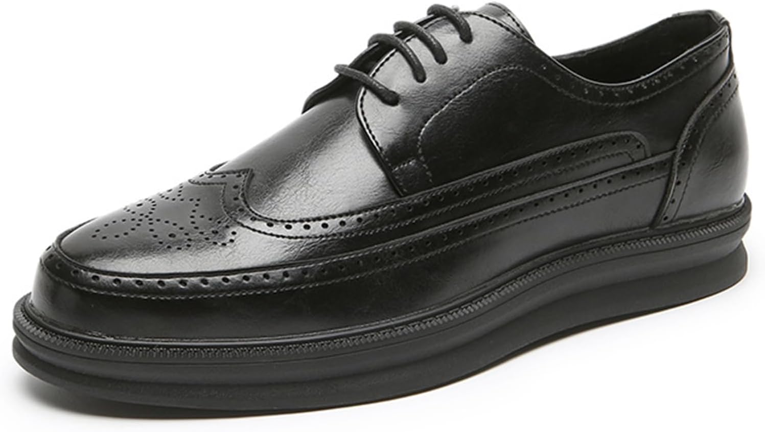 

Мужские кожаные оксфорды на платформе с перфорацией, классические низкие туфли-дерби на шнуровке, повседневные и формальные туфли для офиса, работы, выпускного вечера, бизнеса Generic, черный