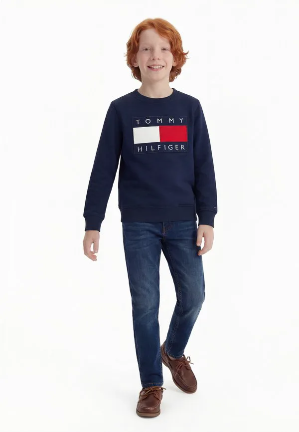Толстовка с круглым вырезом и аппликацией в виде флага наследия. Tommy Hilfiger, Dark Night Navy