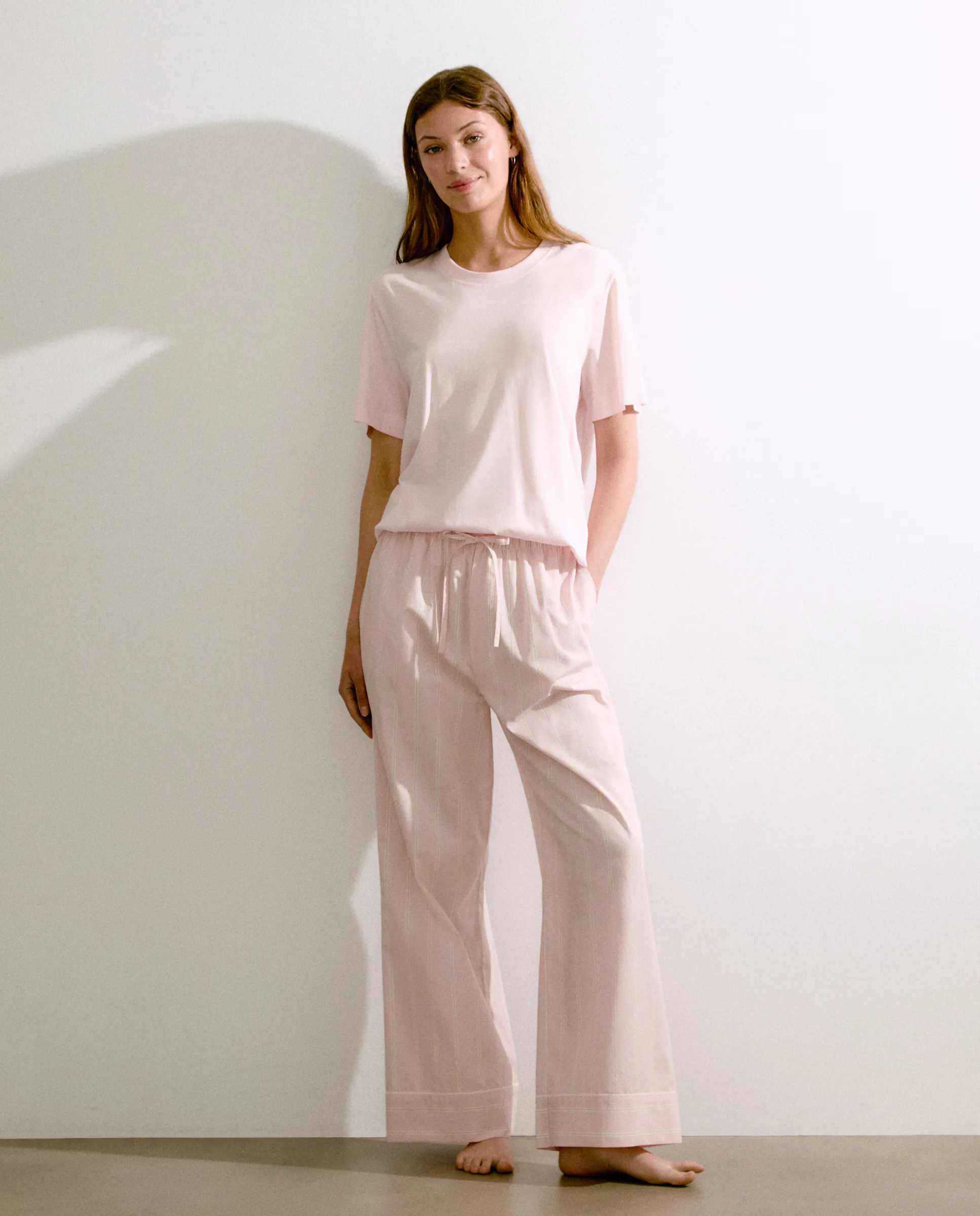 

Женская пижама с коротким рукавом и полосатыми брюками Énfasis, розовый