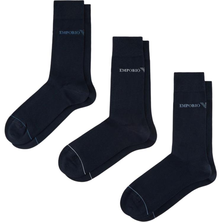 EMPORIO ARMANI Мужские носки Crew 3 пары Navy Blue