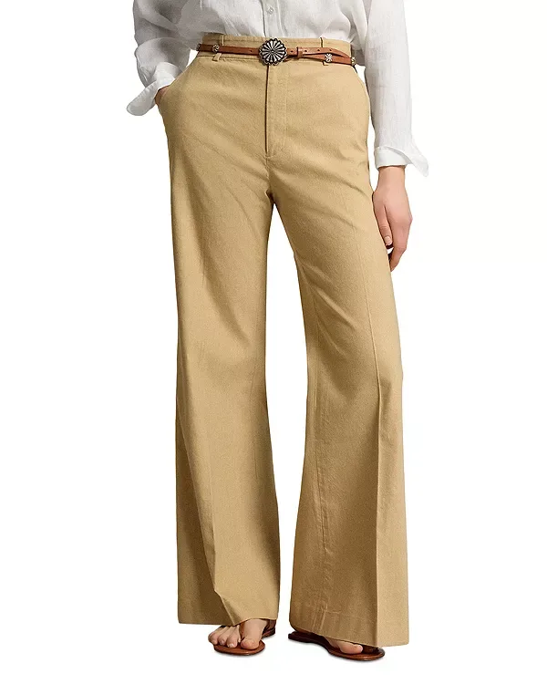 Эластичные широкие брюки-клеш Ralph Lauren, Camel