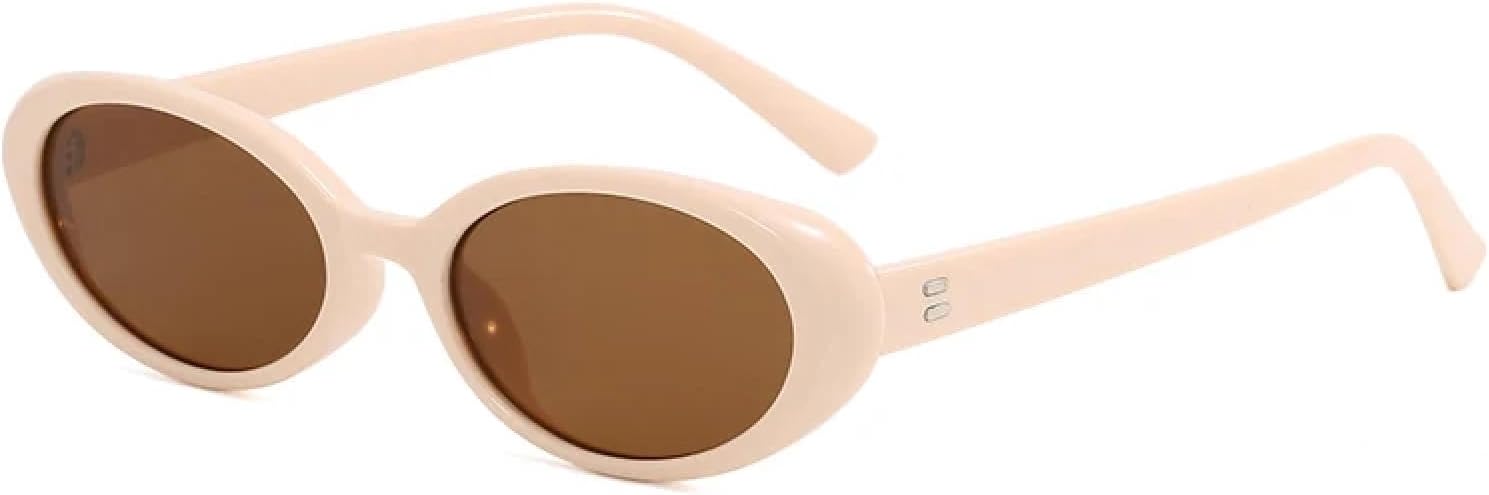 

Модные маленькие овальные солнцезащитные очки для женщин и мужчин с заклепками, ретро-очки, роскошные солнцезащитные очки с защитой от УФ-излучения UV400 SZVVBKK, Beige