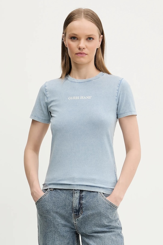 

Хлопковая футболка Guess Jeans, синий