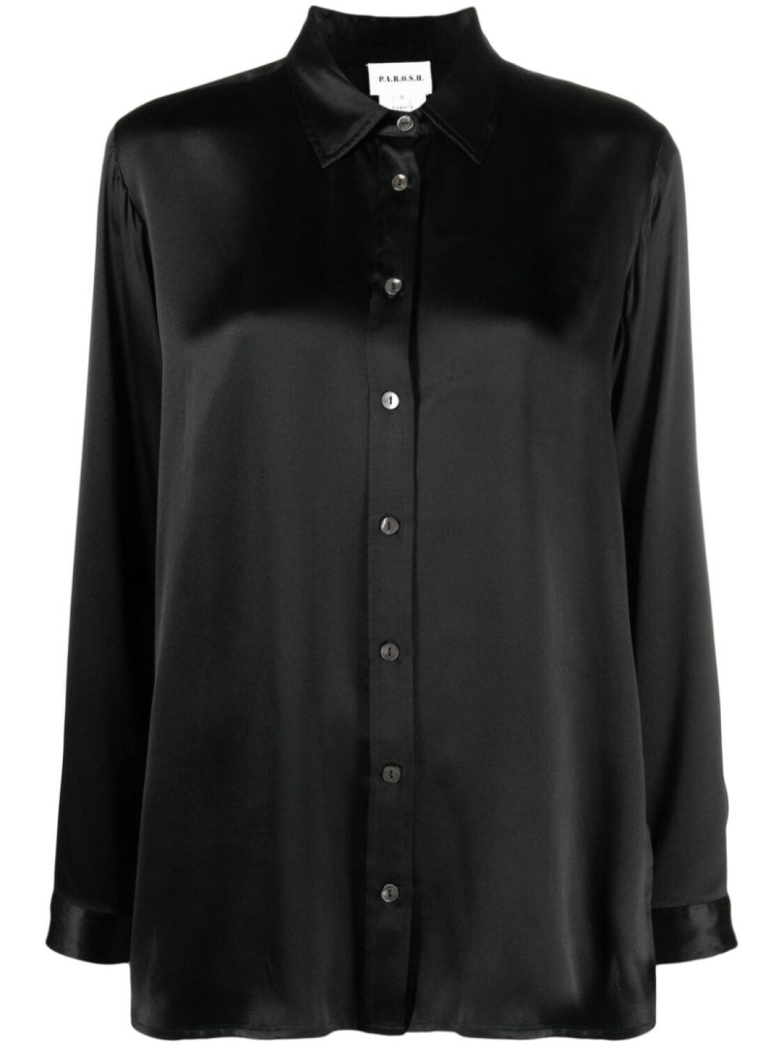 

P.A.R.O.S.H. long-sleeve silk satin shirt, черный