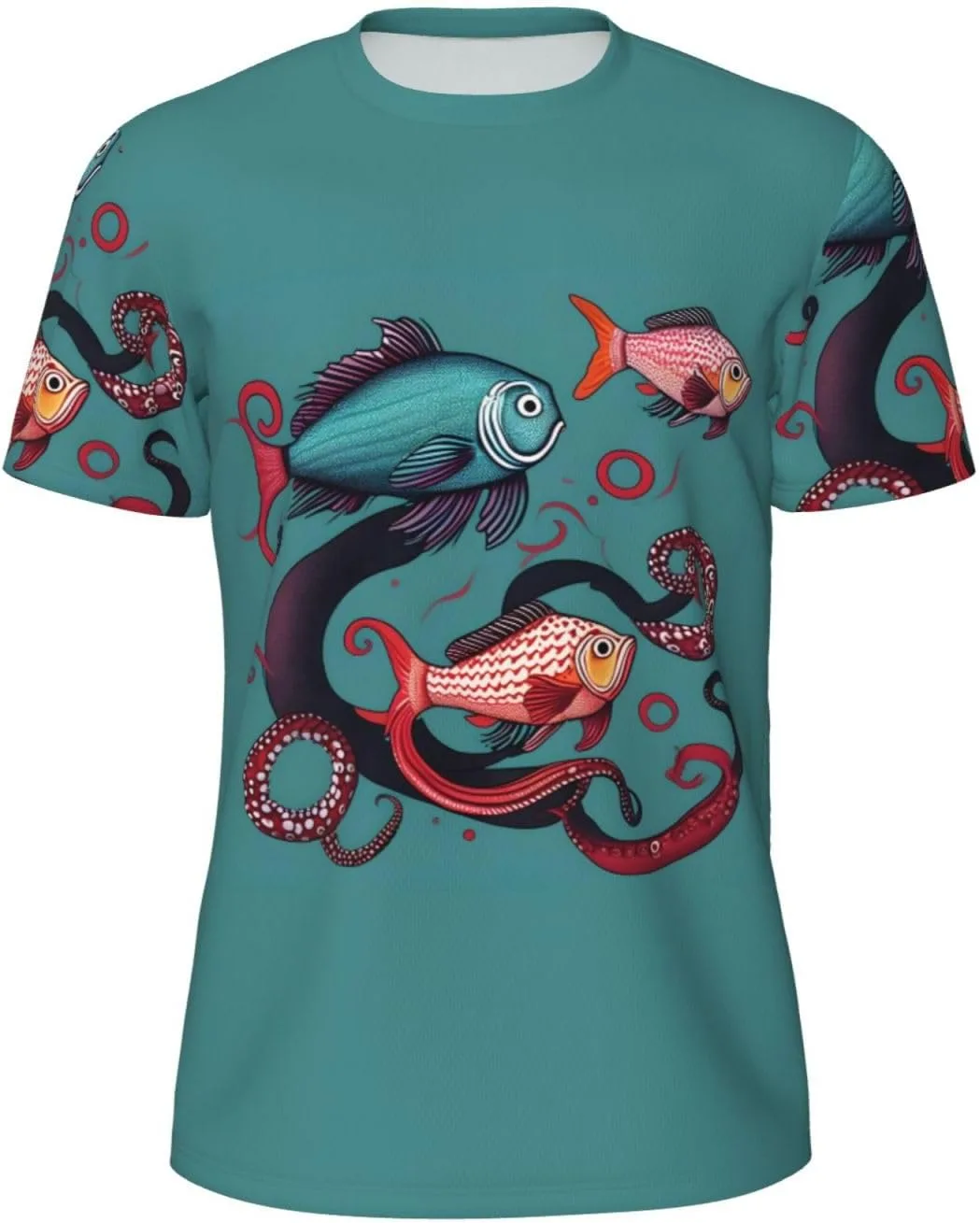 

Футболка мужская с принтом рыбы и осьминога для спорта и повседневной носки LIXLZH