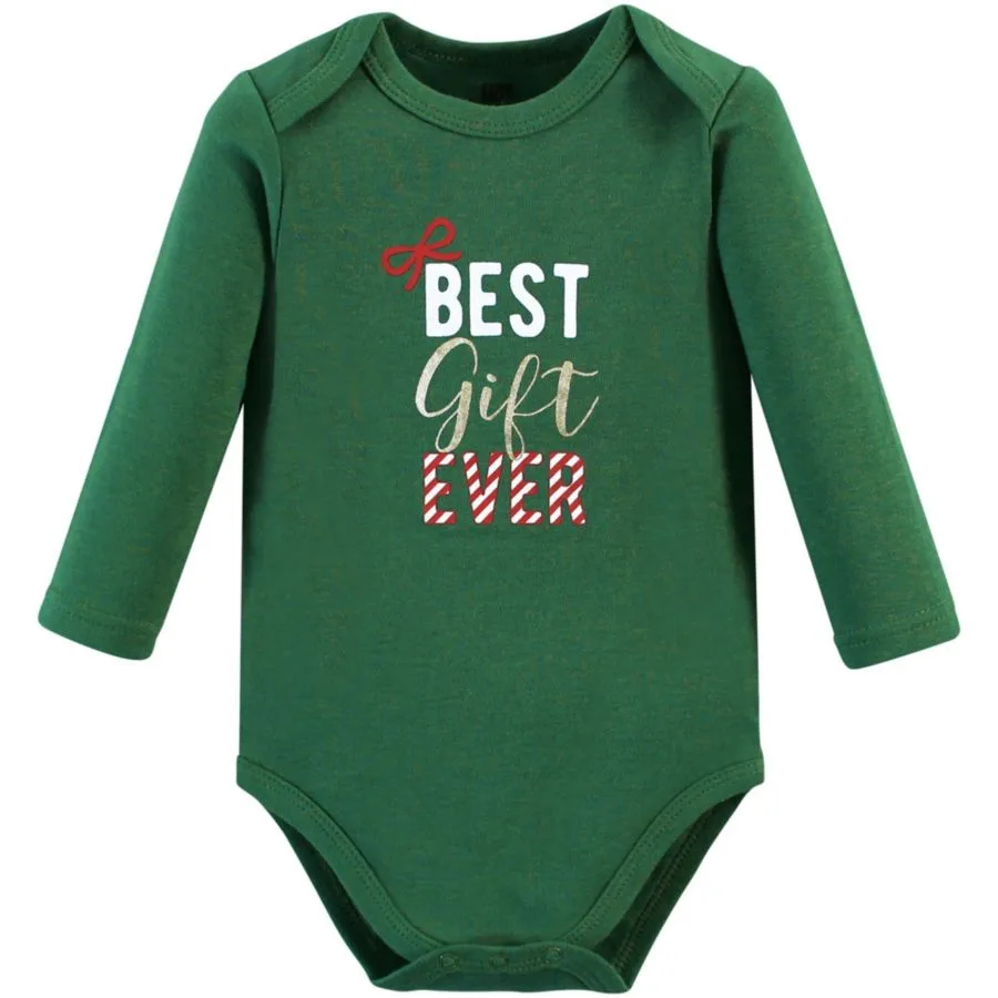 Hudson Baby Хлопковые боди с длинными рукавами, комплект из 3 штук, с принтом цвета корицы — фото 4