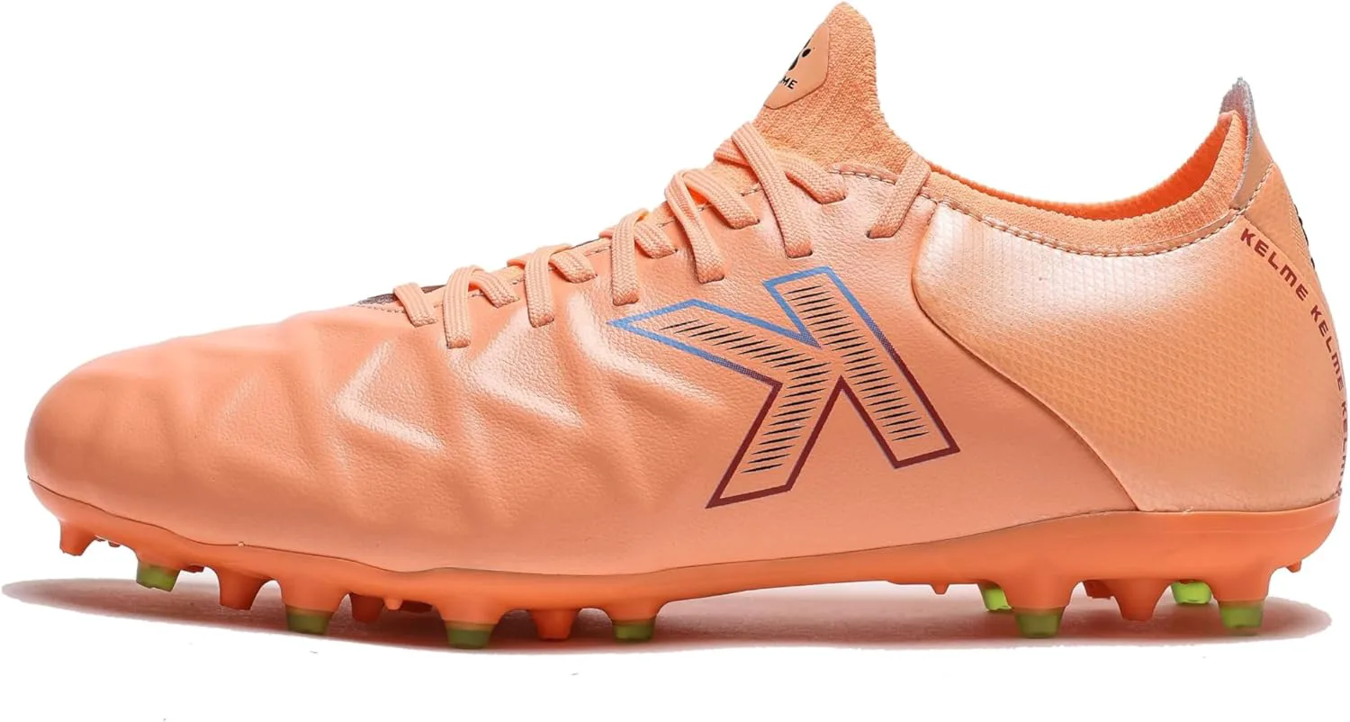 Футбольные бутсы KELME из телячьей кожи для мужчин и женщин - футбольная обувь для улицы и зала унисекс, размеры для взрослых - искусственная трава AG, оранжевый
