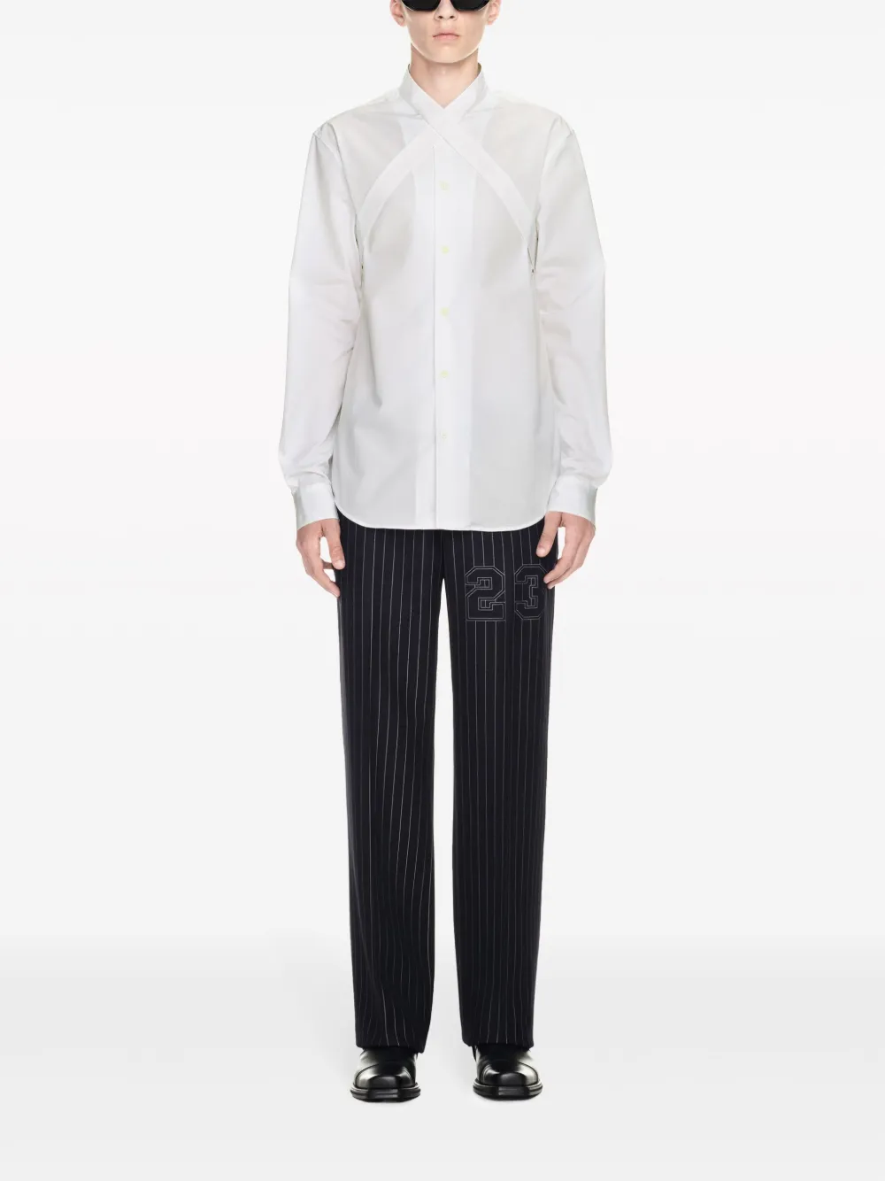 Брюки узкого кроя в тонкую полоску OFF-WHITE, черный — фото 2