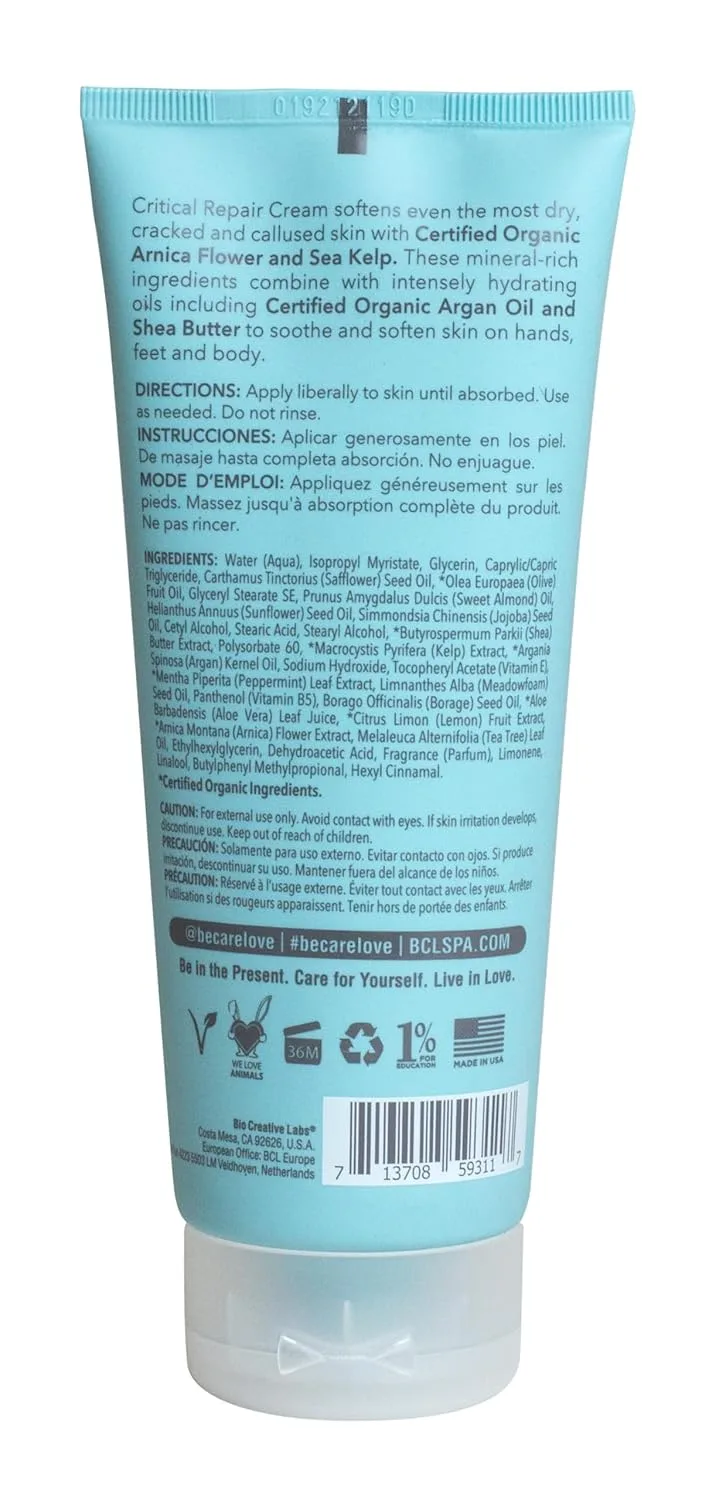 BCL Spa Critical Repair Cream с органическими цветами арники и морскими водорослями, интенсивно увлажняющие аргановое масло и масло ши для смягчения кожи, 207 мл — фото 2
