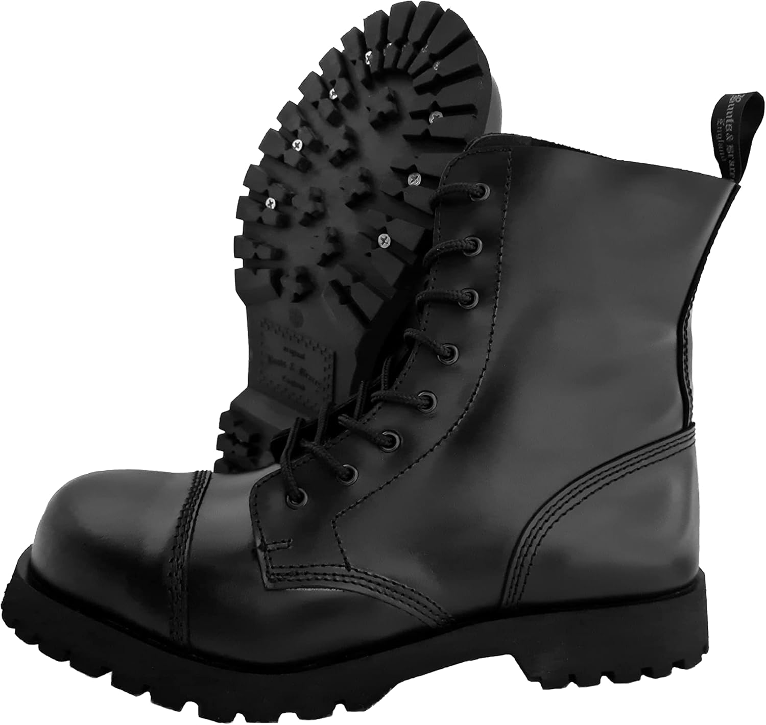 

Мужские черные блестящие ботинки Boots Braces England с 8 отверстиями и стальным носком Spirit Of England