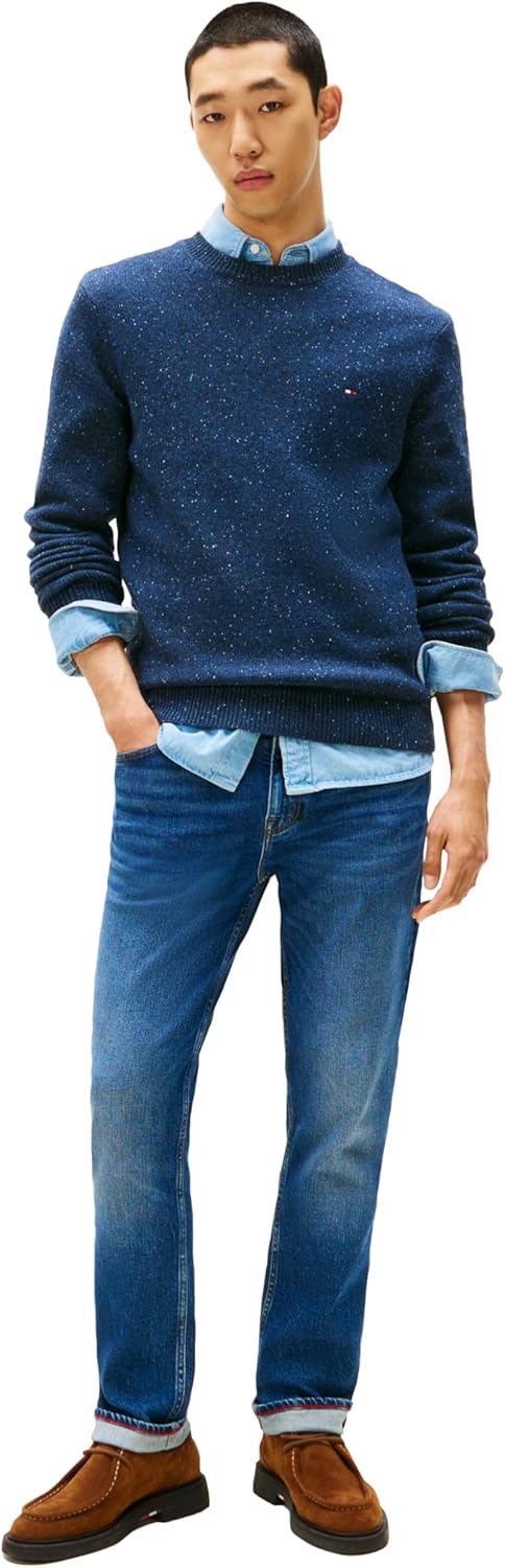 Мужской свитер Tommy Hilfiger из овечьей шерсти Donegal с круглым вырезом, Desert Sky Heather — фото 3