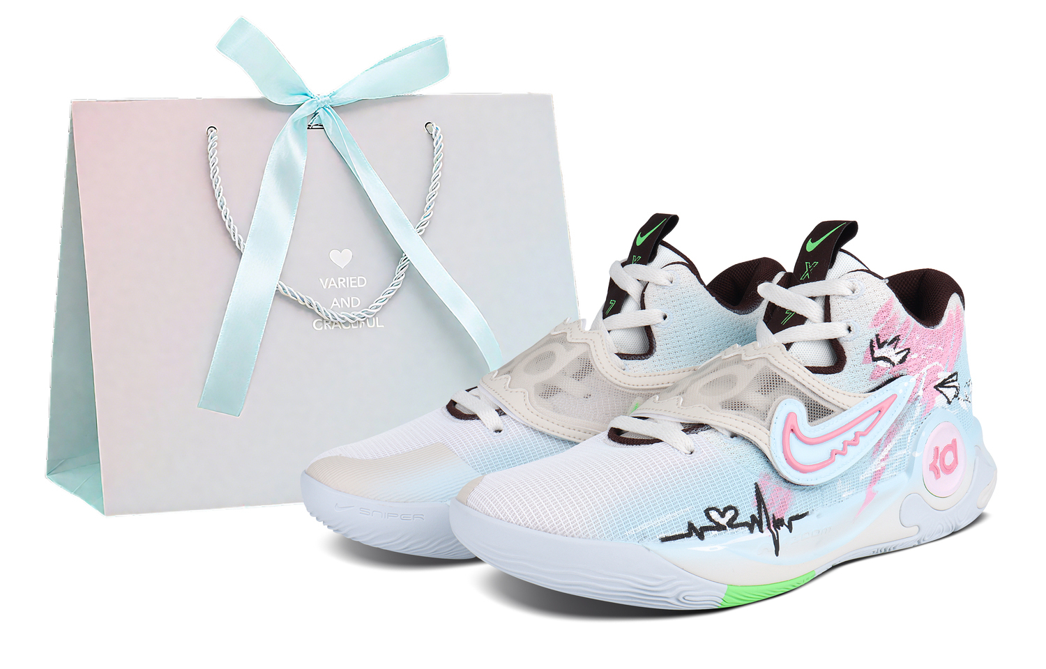 

Кроссовки для баскетбола мужские низкие KD Trey 5 X с амортизацией, устойчивостью к истиранию и упругими свойствами Nike, Light Cyan