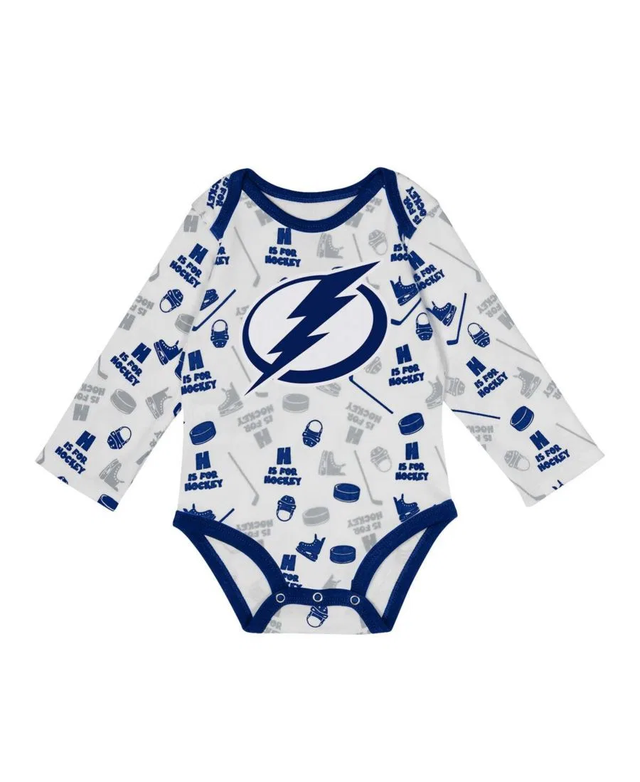 Детский белый боди с длинными рукавами Tampa Bay Lightning Quick Learner для мальчиков и девочек Outerstuff — фото 2