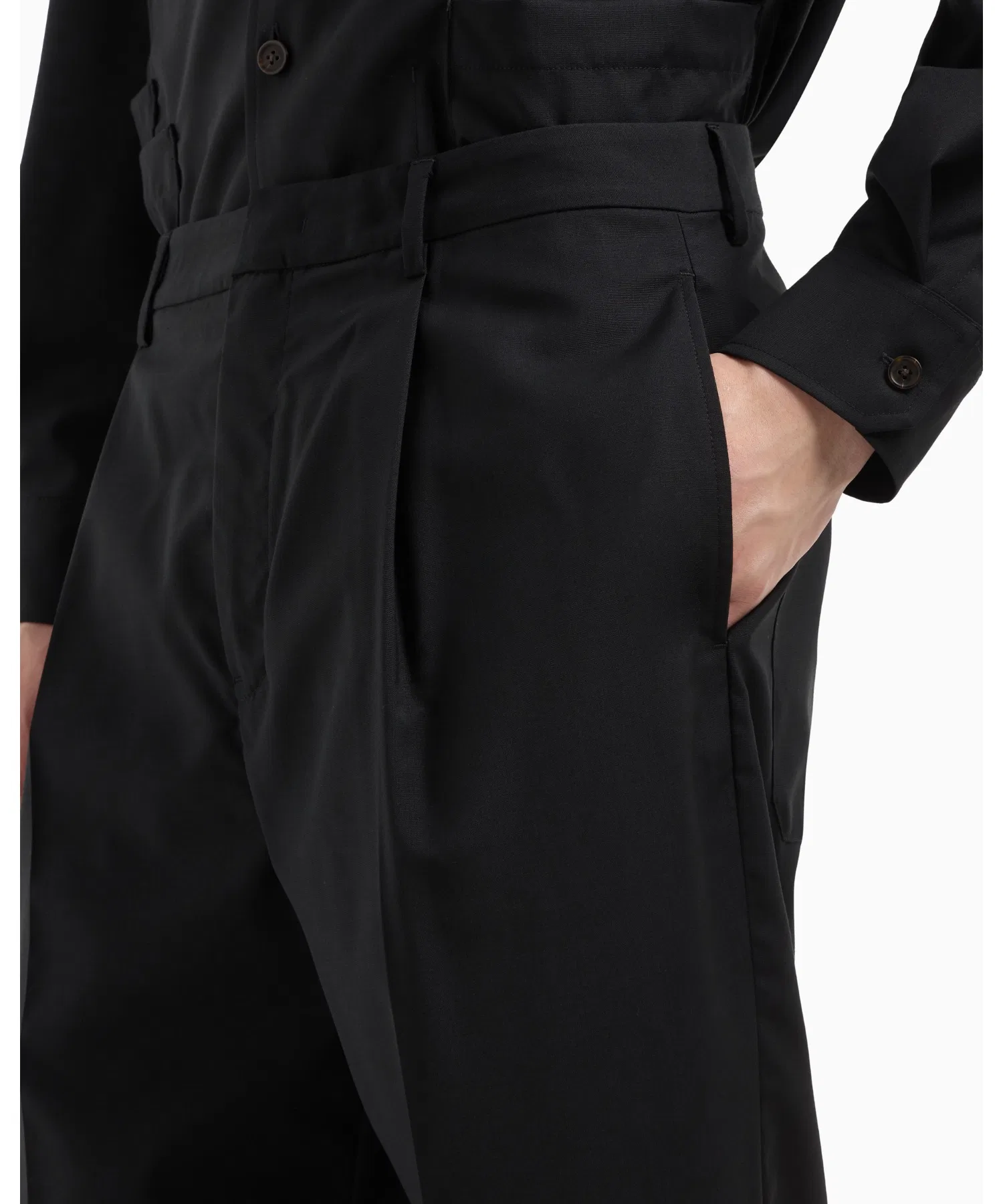 [Emporio Armani] Плиссированные брюки оверсайз, очень легкая шерсть — фото 4