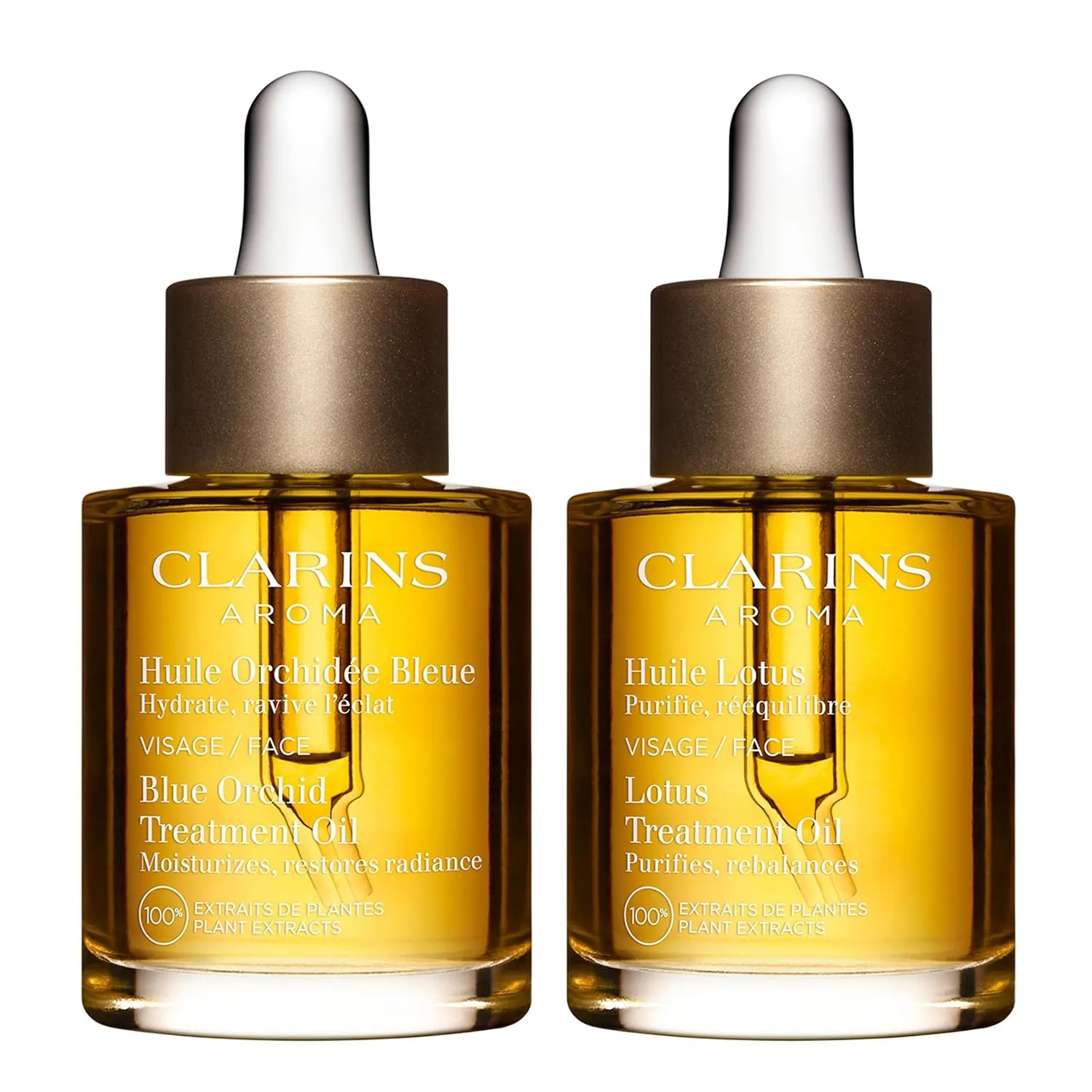 Набор масел для лица Clarins Blue Orchid и Lotus | Увлажняющее масло для обезвоженной кожи | Очищающее масло для жирной и комбинированной кожи, blue