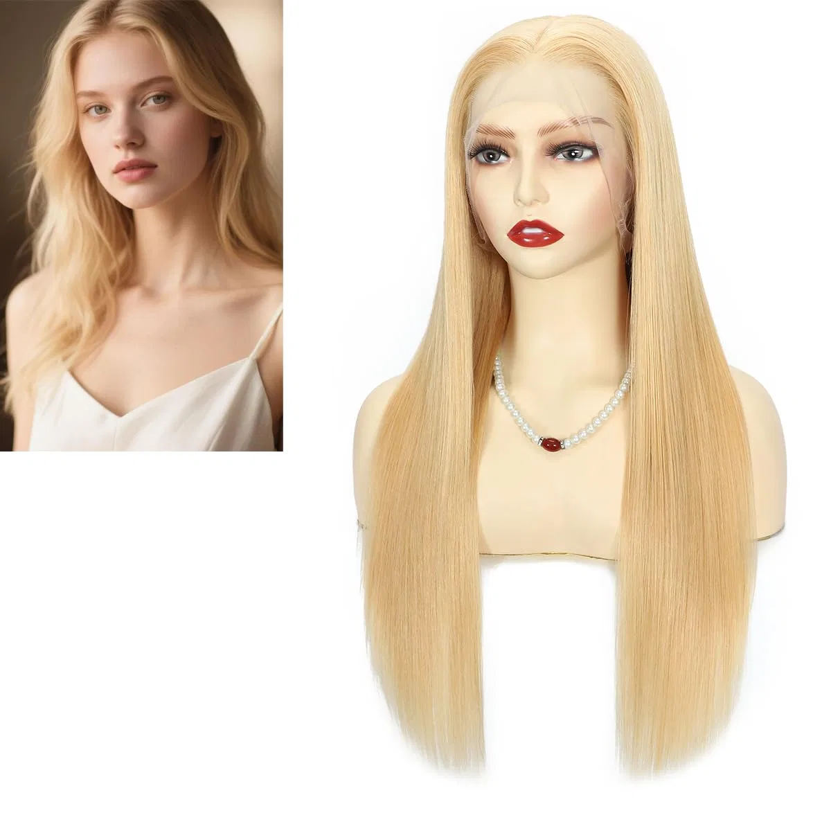 Женский парик из натуральных волос Glueless Blonde Remy Hair Full Lace Wig, 14 дюймов Larafona, 27
