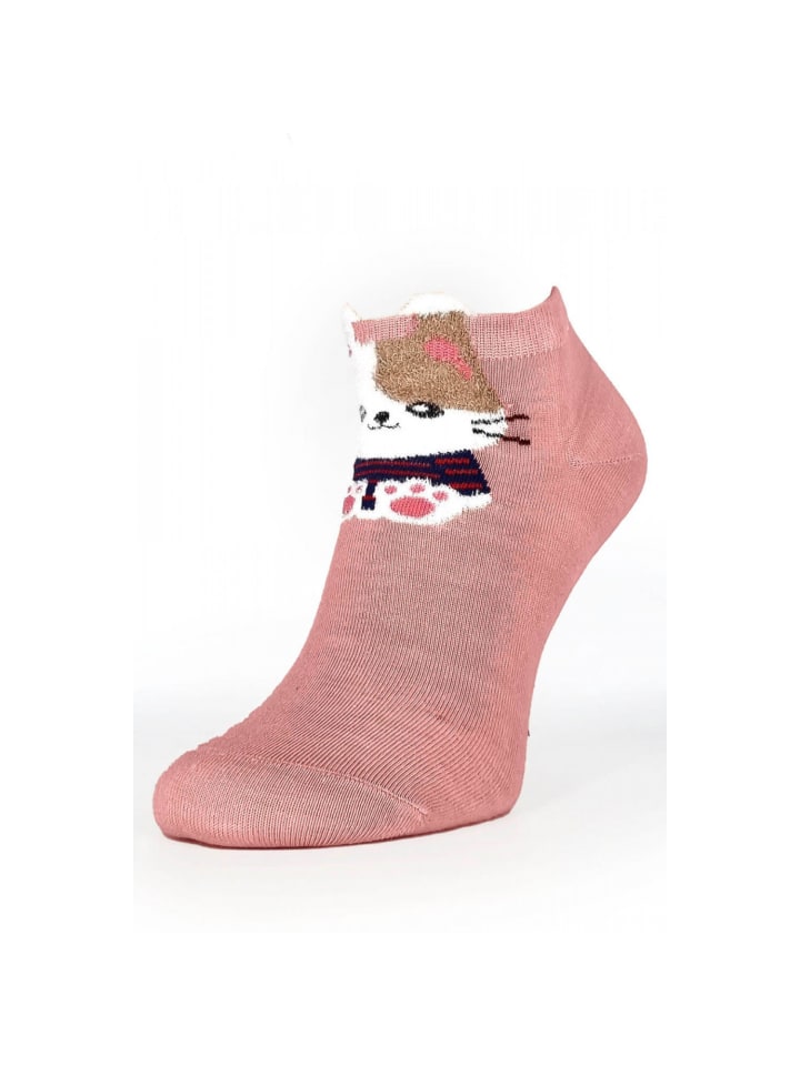 

Носки COFI 1453 Damensocken aus Baumwollmischung mit Katzenmuster, цвет Pink kurzeRosa