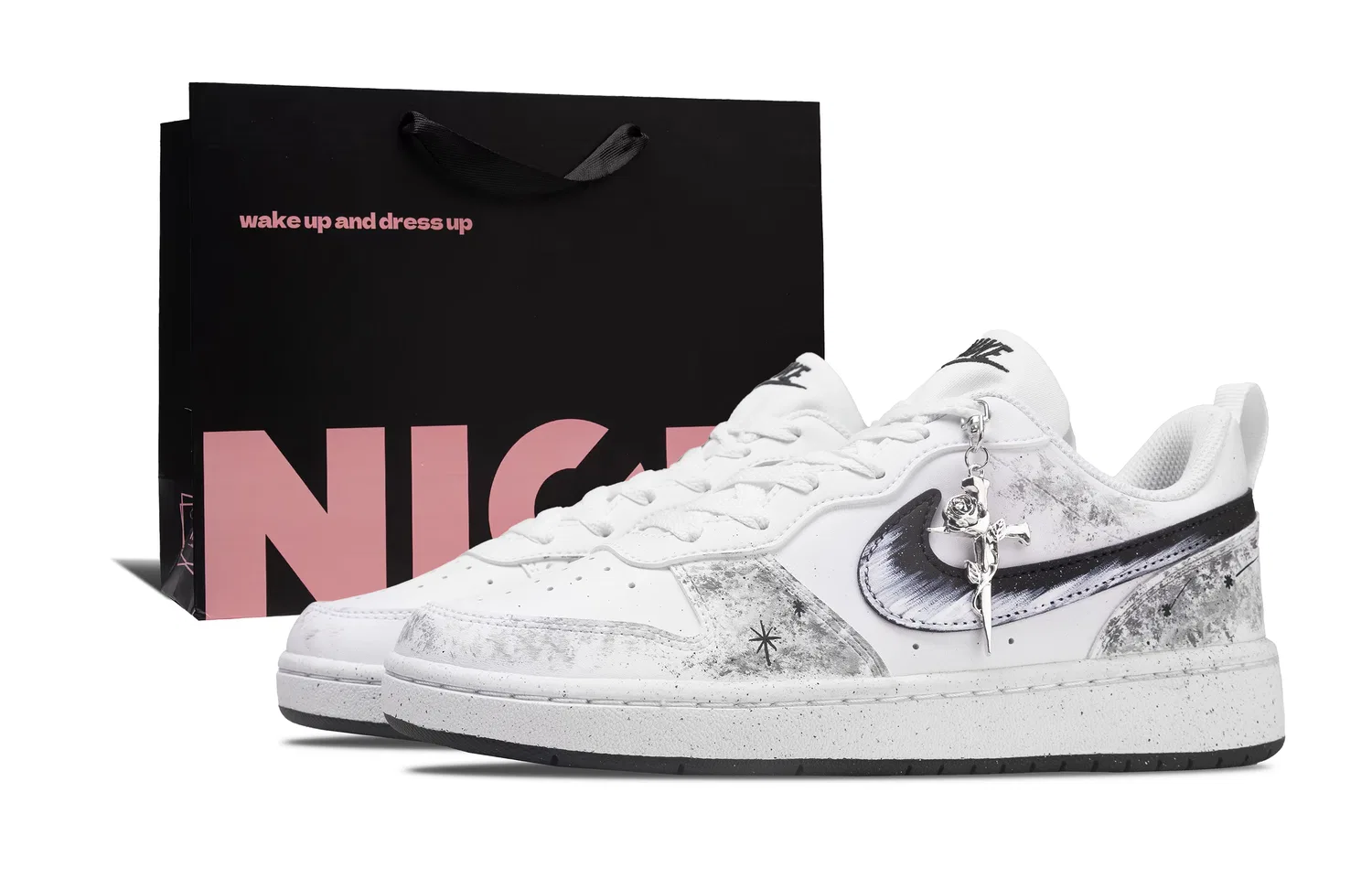 Сумка для покупок Court Borough Special, Ink Trail Starry Path, износостойкая, противоскользящая, низкая Nike, Light Gray